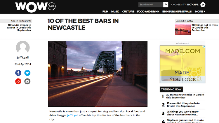 wow247 newcastle eats best bars