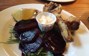 balsamic beetroot and artichoke fritters DATBAR