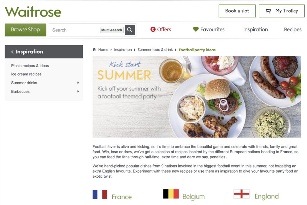 Football burgers with Waitrose